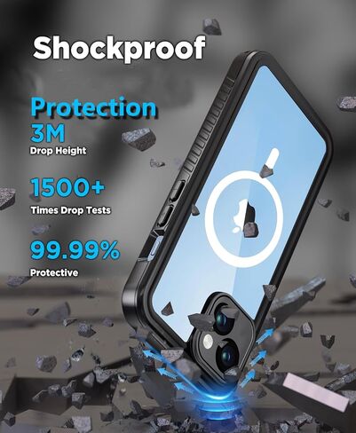 Unitedtime for iPhone 14 Case Magnetic Waterproof with Built-in Screen Protector,Compatible with MagSafe Shockproof Dustproof Heavy Duty Full Body Protective Front and Back Cover 6.1 Inch in Saudi Arabia