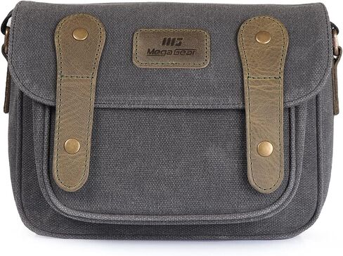 MegaGear Sequoia Canvas Bag Compatible with Canon, Nikon, Sony SLR/DSLR Mirrorless Cameras, Khaki Green (MG1974), PU Leather in Saudi Arabia