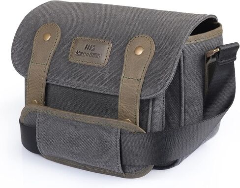 MegaGear Sequoia Canvas Bag Compatible with Canon, Nikon, Sony SLR/DSLR Mirrorless Cameras, Khaki Green (MG1974), PU Leather in Saudi Arabia