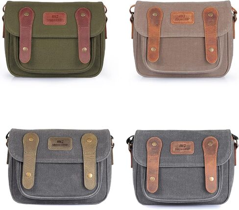 MegaGear Sequoia Canvas Bag Compatible with Canon, Nikon, Sony SLR/DSLR Mirrorless Cameras, Khaki Green (MG1974), PU Leather in Saudi Arabia