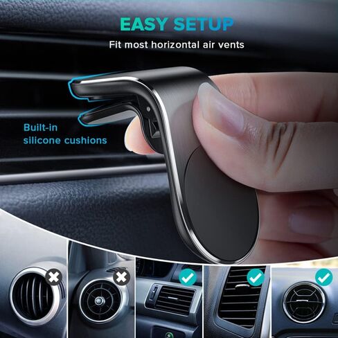 Magnetic Phone Holder/Clip for Car, L- Shape, Extra-Strong Magnet included, Fits any phone, Clips into air vent in Saudi Arabia