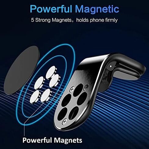 Magnetic Phone Holder/Clip for Car, L- Shape, Extra-Strong Magnet included, Fits any phone, Clips into air vent in Saudi Arabia