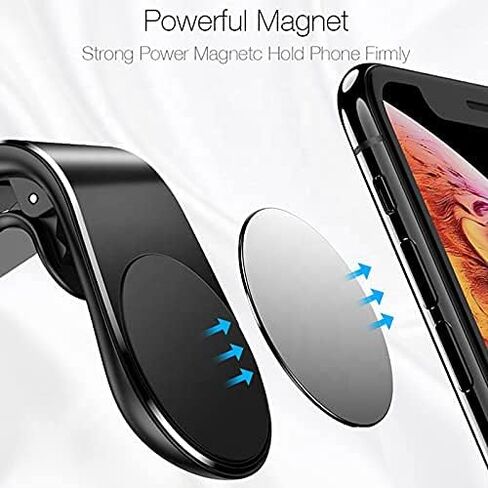 Magnetic Phone Holder/Clip for Car, L- Shape, Extra-Strong Magnet included, Fits any phone, Clips into air vent in Saudi Arabia