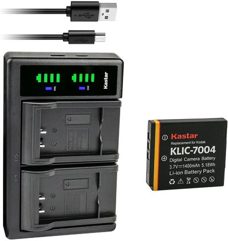 بطارية Kastar 3 عبوات وشاحن USB LTD2 متوافق مع بطارية Kodak KLIC-7004 K7004، شاحن Kodak K7700، EasyShare M1033، EasyShare M1093 IS، EasyShare M2008، EasyShare V1073، EasyShare V1233 in Saudi Arabia