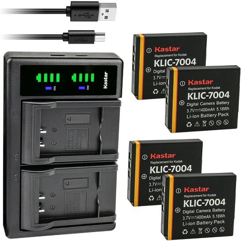 بطارية Kastar 3 عبوات وشاحن USB LTD2 متوافق مع بطارية Kodak KLIC-7004 K7004، شاحن Kodak K7700، EasyShare M1033، EasyShare M1093 IS، EasyShare M2008، EasyShare V1073، EasyShare V1233 in Saudi Arabia