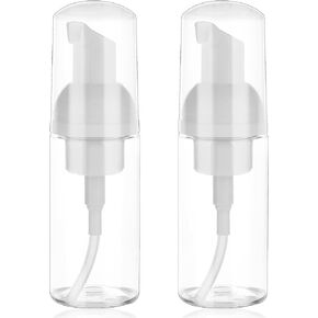 2 Pack Foam Pump Bottle Travel Small Size Mousse Foam Soap Dispenser Mini Empty Clear Plastic Foaming Soap Dispenser Refillable Pump Containers for Face Wash Lash Shampoo Skin Care 50 ml/1.7 oz