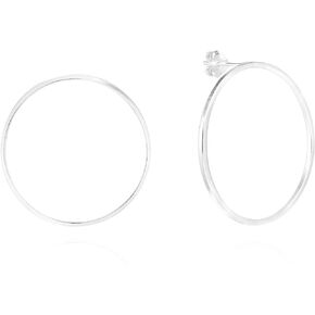 AeraVida Unique and Trendy Round Circles of .925 Sterling Silver Post Drop Dangle Earrings for Simple and Modern Chic Fashion Accessories with an Elegant Evening Wear Vibe