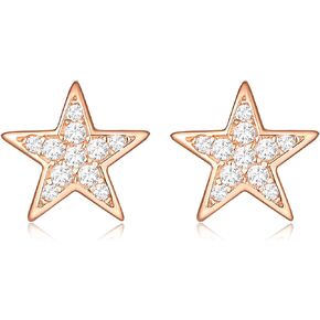 Cubic Zirconia Cz 925 Sterling Silver Star Moon Cross Triangle Heart Lightning Bolt Stud Earrings for Women Hypoallergenic Jewelry Gifts
