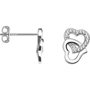 SOFIA MILANI - Women's Earrings 925 Silver - with Zirconia Stones - Heart Stud Earrings - 20481 in Kuwait