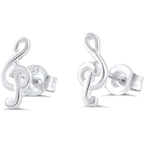 اقراط ستيرلينج جي كليف ميوزيك نوت (فضي، 11 ملم), فضة استرلينية in Kuwait