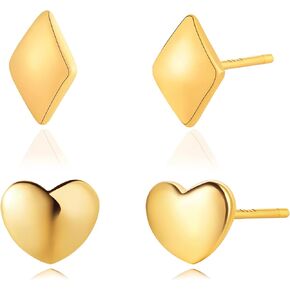 MEVECCO Stud Earrings for Women Dainty 18k Gold Hypoallergenic Stud Earrings Sets for Multiple Piercing Small Stud Earrings Gift for Her