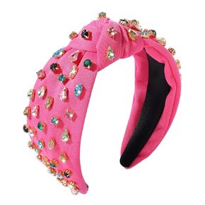 NVENF Rhinestone Knotted Headbands for Women, Crystal Beaded Jeweled Headbands, Top Knot Headbands Womens Fashion Hairbands Summer Hair Accessories