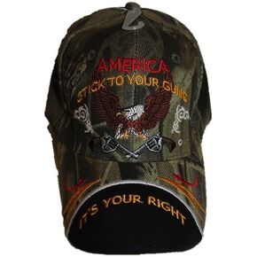 RFCO 2nd Amendment America Stick to Your Guns It's Your Right NRA Camo Black Cap Hat