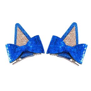 Orange Dog Ears for Kids Girls 2Pcs 2.5in Glitter Hair Clips Halloween Hair Bow Barrettes Costume Accessories Toddler Cosplay Gift Party Supplies