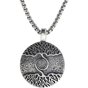 NIGHTCRUZ Tree of Life Necklace, Stainless Steel Pendant with World Tree in Kuwait