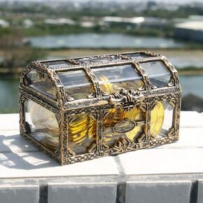 Fauitay Pirate Treasure Chest,Storage Organizer Crystal Jewelry Box Transparent Pirate Treasure Box