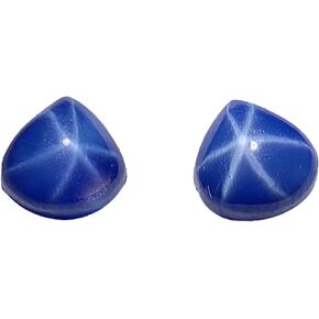 Natural 6 Rays Precious Star Blue Sapphire Loose Gemstones Pair Mix Cabochon Blue Star Sapphire…