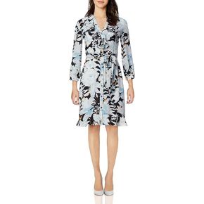 Karl Lagerfeld Paris Women's V-Neck Ruffle Dress