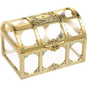 Kisangel Pirate Treasure Small Treasure Chest Plastic Transparent Drawing Texture Pirate Treasure Box Crystal Jewelry Box Storage Organizer Trinket Keepsake Treasure Chest Treasure Chest Candy Box