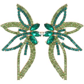 Denifery Butterfly Studs Earrings Boho Vintage Rhinestone Statement Earrings Angel Wings Crystal Earrings Shiny Leaf-shaped Flower Stud Earrings Wedding Jewelry Gifts for Wedding Prom Bride Bridesmaids