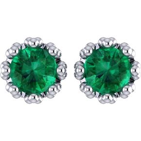 0.28 Cttw Round Cut Green Emerald| Stud Earrings For Women | Crafted In 925 Sterling Silver