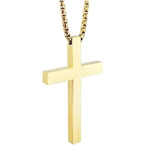 Q&S Jewels Gold Round Box Chain Necklace for Men,18K Gold Plated Stainless Steel Square Rolo Cable Link Chain Necklace,Fashion Statement Jewlery, Wear Alone or with Cross Pendant, 18-26 Inch