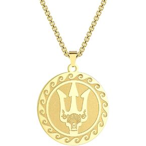 Poseidon Greek God Of The Sea Stainless Steel Necklace For Men Women Trident Talisman Pendant Necklace Jewelry