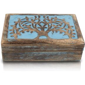 Great Birthday Gifts Handmade Decorative Wooden Jewelry Box Tree Of Life Carving Jewelry Organizer Keepsake Box Treasure Chest Trinket Holder Watch Box Storage Lock Box Housewarming