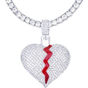Remedy Broken Heart Iced Pendant 24" Tennis Chain THC 16875 S