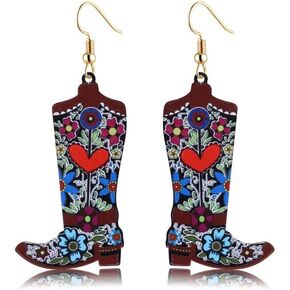 Cowgirl Earrings for Women Cowboy Boots Handmade Drop Dangle Earrings Nashville Western Themed Jewelry Gifts