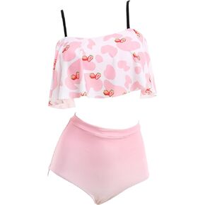 haikyuu Women Kawaii Two Piece Swimsuit Flounce Butterfly Bowknot Ruffle Falbala Bathing Suit High Waist Style