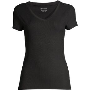 Short Sleeve Brushed Rib V-Neck T-Shirt