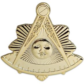 Shining Past Master Masonic Lapel Pin - [Gold Finish][1 1/8'' Tall]
