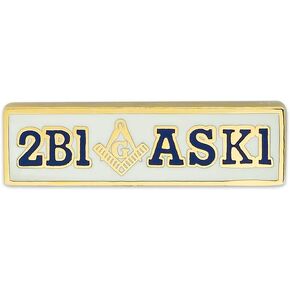 2B1ASK1 Masonic Lapel Pin - [White & Gold][1'' Wide]