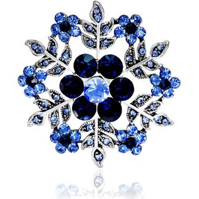 GEORYTOT Austrian Crystal Snowflake Pins for Christmas, Vintage Christmas Jewelry Brooch Accesories for Women