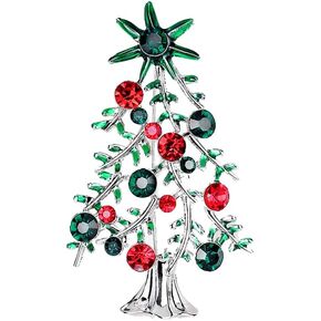 Fashion Christmas Tree Lapel Brooch Pin Cubic Zirconia Colorful Rhinestone Enamel Pins Clip Sweater Scarves Suit Coat Dress Backpack Brooches Pins Dainty Xmas Festive Decoration Supplies Jewelry Gifts