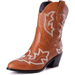 LIPIJIXI Cowgirl Boots Stitched Ankle Boots for Women Embroidered Cowboy Boots
