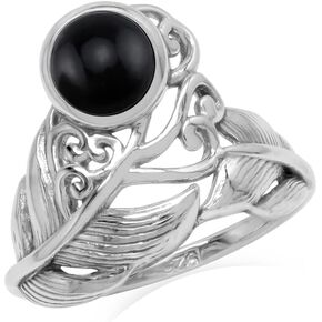 Silvershake 925 Sterling Silver Victorian Style Feather Ring Jewelry for Women