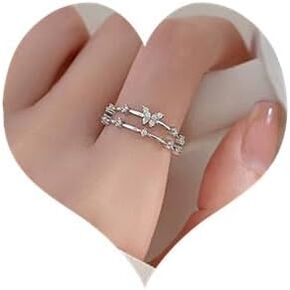 Sither Butterfly Crystal Rings for Women Boho Butterfly Rings Jewelry for Halloween Christmas Gift