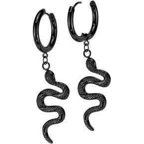18GA 316L Stainless Steel Snake Dangling Hoop Earrings, Sold as a Pair
