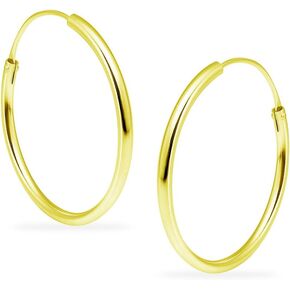 Sterling Silver Earrings for Women & Girls 24mm Endless Hoops Thin Round Colors Available