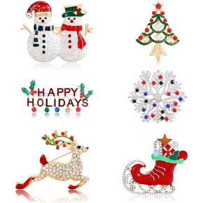 9 Pieces Christmas Brooch Pin Set for Women Christmas Pins Christmas Brooch Snowman Boots Reindeer Bow Gift Box Xmas Tree Car Snowflake Jewelry Pins for Xmas Decorations