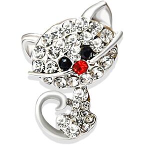 Cute Cat Collar Brooch Pin for Women Girls Rhinestone Cubic Zirconia Kitten Animal Pet Lapel Pin Dress Hat Coat Backpack Badge Accessories Brooches Pins Dainty Jewelry Gifts Christmas
