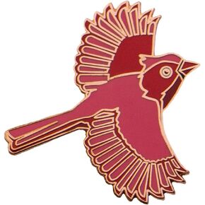 Dark Spark Decals Cardinal Bird in Flight 1.75" Enamel Pin - Great Gift