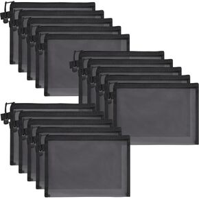15 Pcs Mesh Zipper Pouch Mesh Bags Makeup Bags Mesh Cosmetic Bag Makeup Pouches,Nylon Mesh Travel Bags,Zipper Pouches for Organizing Pouches for Travel (Black, 9.5 x 7.5 Inch)
