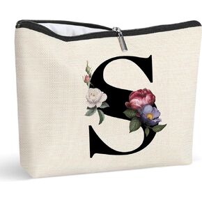 Initial J Makeup Bag for Women, Personalized Makeup Bags Cosmetic Travel Case Make Up Bags Monogrammed Party Favor Bags Birthday Gifts Retirement Gift Bridesmaid Gift (J)
