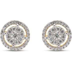 SAVEARTH DIAMONDS 1/2 ct. t.w Round Cut Lab Created G-H Color Moissanite Diamond Halo Stud Earrings In 14k Gold Over Sterling Silver Jewelry For Women Engagement, (0.50 Cttw, VVS1 Clarity)