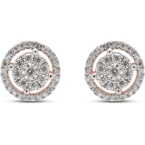 SAVEARTH DIAMONDS 1/2 ct. t.w Round Cut Lab Created G-H Color Moissanite Diamond Halo Stud Earrings In 14k Gold Over Sterling Silver Jewelry For Women Engagement, (0.50 Cttw, VVS1 Clarity)