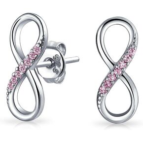 Classic Cubic Zirconia Eternity CZ Accent Pave Romantic Love Knot Symbol Eternity Infinity Stud Earrings For Women Teens Girlfriend 14K Yellow Rose Gold Plated .925 Sterling Silver