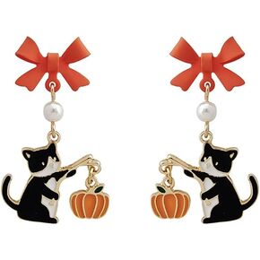 Anime Cat Earrings For Women Cute Pendant Earrings Enamel Cat Sterling Silver Stud Hypoallergenic Earrings